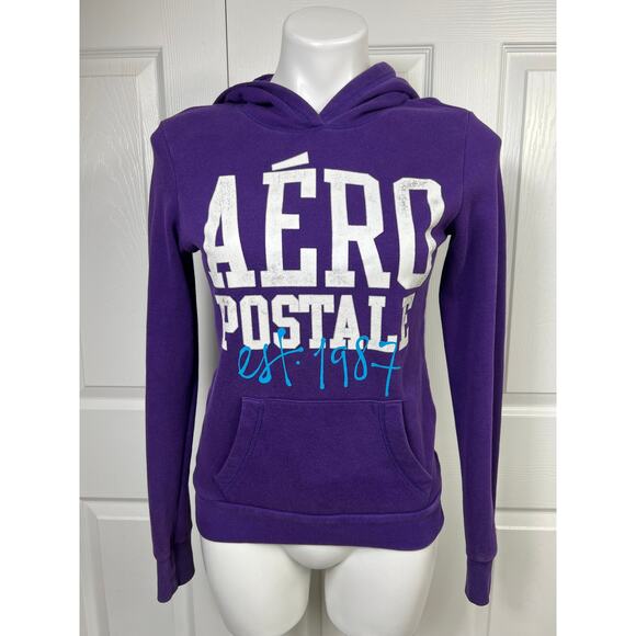 Aeropostale Tops - Aeropostale Women's Hoodie Small Solid Purple Graphic Print